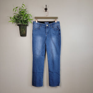 Democracy 10 Ab Solution Straight Mid Rise Medium Wash Stretch Technology Jeans